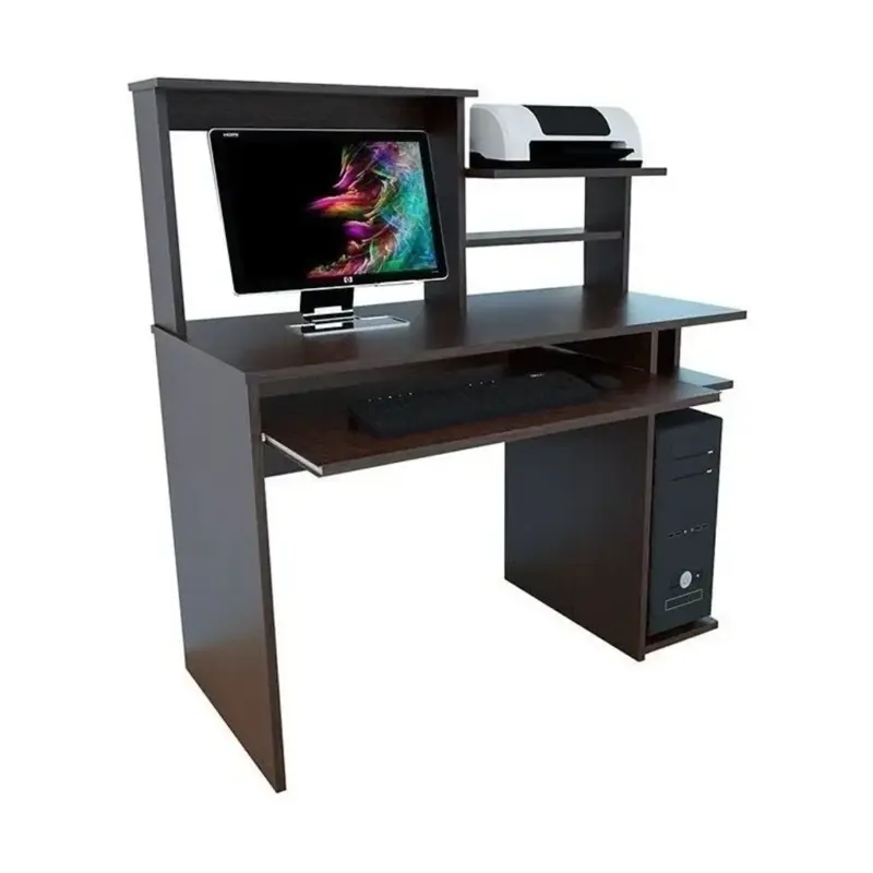 escritorio para pc mosconi 709 melamina de 101cm x 121cm x 45cm wengue liso 81033