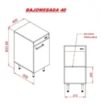 bajo mesada 40cm con puerta y estante mosconi 10154