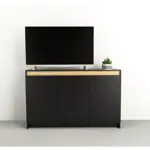 Bahiut vajillero cerrado melamina 3 Puertas 1,35M Negro con Olmo