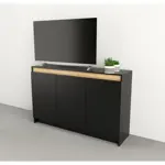 Bahiut vajillero cerrado melamina 3 Puertas 1,35M Negro con Olmo