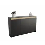 Bahiut vajillero cerrado melamina 3 Puertas 1,35M Negro con Olmo