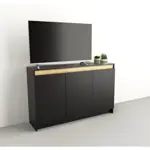 Bahiut vajillero cerrado melamina 3 Puertas 1,35M Negro con Olmo