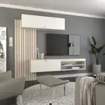 Rack Tv Flotante Centro De Entretenimiento Living 1113 Coco-Blanco