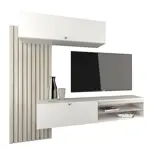 Rack Tv Flotante Centro De Entretenimiento Living 1113 Coco-Blanco