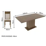Juego de comedor rectangular con 6 sillas Madesa Louisiana