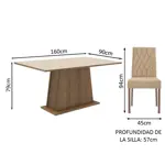 Juego De Comedor Madesa Ashley Tapa Madera Sillas Tapizadas