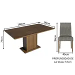 Juego De Comedor Madesa Keila Mesa tapa de madera 4 Sillas Tapizadas