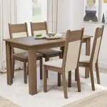 Juego De Comedor Madesa Cali Con 4 Sillas Marron Crema