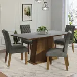 Juego De Comedor Madesa Ashley Tapa Madera Sillas Tapizadas