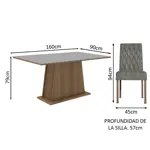 Juego De Comedor Madesa Ashley Tapa Madera Sillas Tapizadas