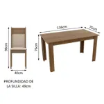 Juego De Comedor Medelin Madesa Con 6 Sillas