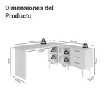 Tocador Maquillador Escritorio Multiuso De Esquina Madesa