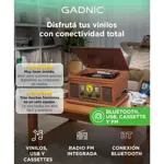 Tocadiscos Gadnic Soundix6 Vintage Bluetooth 3 Velocidades FM USB Cassette