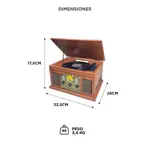 Tocadiscos Gadnic Soundix6 Vintage Bluetooth 3 Velocidades FM USB Cassette