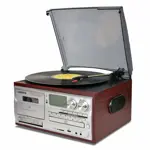 Tocadiscos de vinilo LoopTone 9 en 1 Bluetooth de 3 velocidades plateado