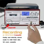 Tocadiscos de vinilo LoopTone 9 en 1 Bluetooth de 3 velocidades plateado