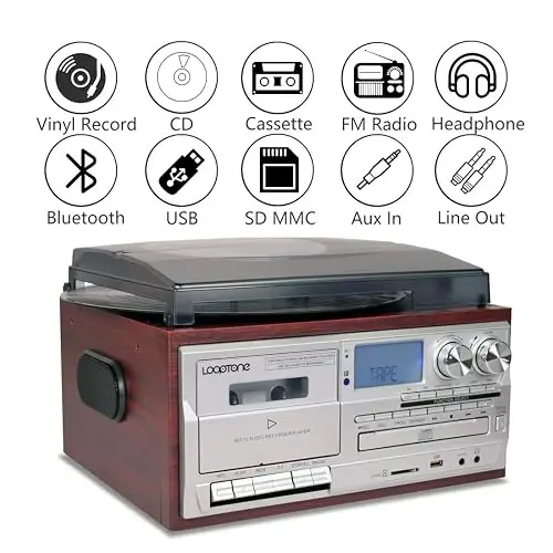 Tocadiscos LoopTone TR18CD 9 en 1 Bluetooth Radio