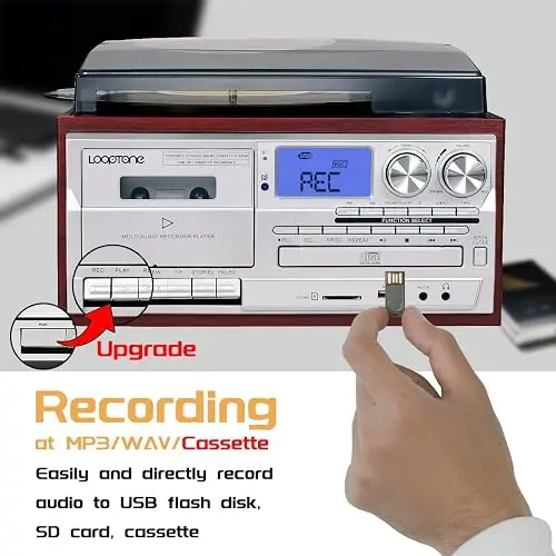 Tocadiscos LoopTone TR18CD 9 en 1 Bluetooth Radio