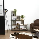 ESTANTERIA ATMA HOME EDISION NEGRO/MADERA 146CM ESCALONADA TIPO INDUSTRIAL ATH-HD0082