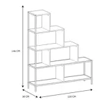 ESTANTERIA ATMA HOME EDISION NEGRO/MADERA 146CM ESCALONADA TIPO INDUSTRIAL ATH-HD0082
