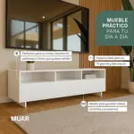 Rack Mesa Mueble TV Moderno 60 pulgadas 160cm Color Blanco