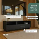 Rack Mesa Mueble TV Moderno 60 pulgadas 160cm Color Negro