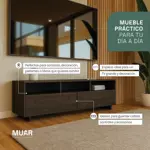 Rack Mesa Mueble TV Moderno 60 pulgadas 160cm Color Wengue