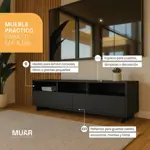 Rack Tv Mueble Para Televisor Moderno Negro 180 Mts Rtv180