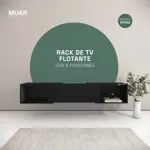 Rack Flotante De Tv Negro Con 3 Posiciones Ajustable De 135-174cm