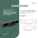 Rack Flotante De Tv Negro Con 3 Posiciones Ajustable De 135-174cm
