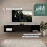 Rack Flotante De Tv Negro Con 3 Posiciones Ajustable De 135-174cm