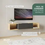 Rack Flotante De Tv Oslo Con 3 Posiciones Ajustable De 135-174cm