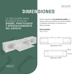 Rack Flotante De Tv Blanco Con 3 Posiciones Ajustable De 135-174cm