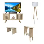 Rack tv-Mesa Ratona -Mesa de Arrime Varillas-Lampara Nordica Combo