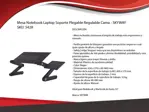 Mesa Notebook Laptop Soporte Plegable Regulable Cama - SKYWAY