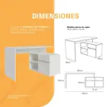 Escritorio Articulado Blanco Moderno Oficina Pc 130cm EA01