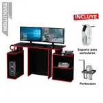 Escritorio Gamer Centro Estant Eg3 Negro/Rojo Melamina