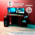 Escritorio Gamer Centro Estant Eg3 Negro/Rojo Melamina