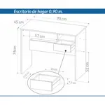 Escritorio PC 90cm Blanco Melamina con Cajon y Estante PIRO OES090