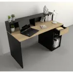 Escritorio Con Repisa 3049 Moderno Oficina Hogar Juvenil Olmo con Negro