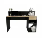 Escritorio Con Repisa 3049 Moderno Oficina Hogar Juvenil Olmo con Negro