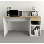 Escritorio Con Repisa 3049 Moderno Oficina Hogar Juvenil Olmo con Blanco