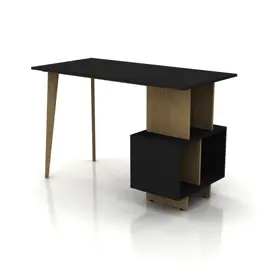 Escritorio Negro Con Estanterí...