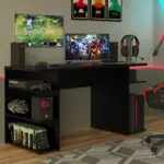 Escritorio Gamer Moderno Para Pc Y Consola Negro Y Rojo
