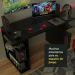 Escritorio Gamer Moderno Para Pc Y Consola Negro Y Rojo