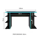 Escritorio Gamer Madesa Mesa Para Pc Y Consola 136cm Negro y Azul