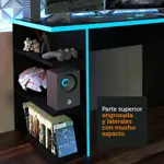 Escritorio Gamer Madesa Mesa Para Pc Y Consola 136cm Negro y Azul