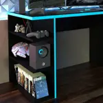 Escritorio Gamer Madesa Mesa Para Pc Y Consola 136cm Negro y Azul