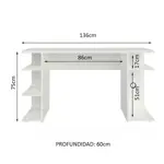Escritorio Gamer Madesa Mesa Para Pc Y Consola 136cm Blanco