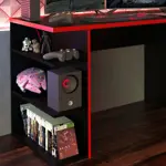Escritorio Gamer Moderno mesa Para Pc Y Consola 136Cm Negro Y Rojo